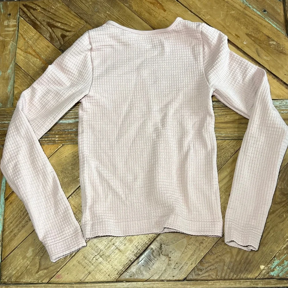 AURA Kids Youth Pink Waffle Knit Long Sleeve Thermal Top S/M‎